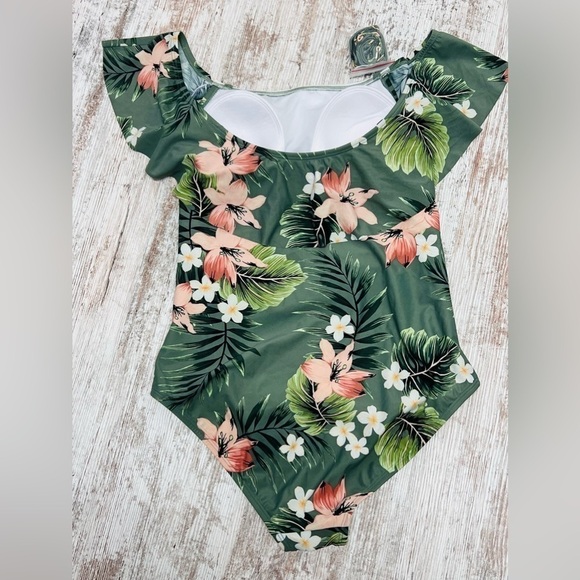 Kona Sol Women's Off Shoulder Flounce High Coverage One Piece Swimsuit - L - Picture 10 of 12